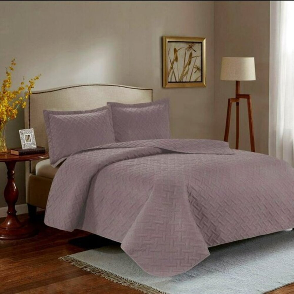 3PC Quilt Bedspread Set Oversized Queen Bark